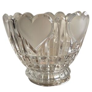 Vintage 1986 FTDA Satin Hearts Crystal Florist Bowl
